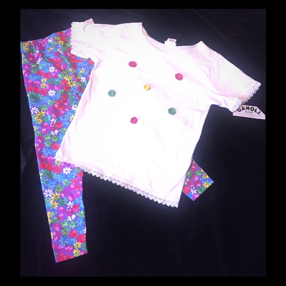 💕NWT-Girls knit top/leggings set